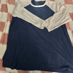 Blue and White Raglan Long Sleeve Shirt